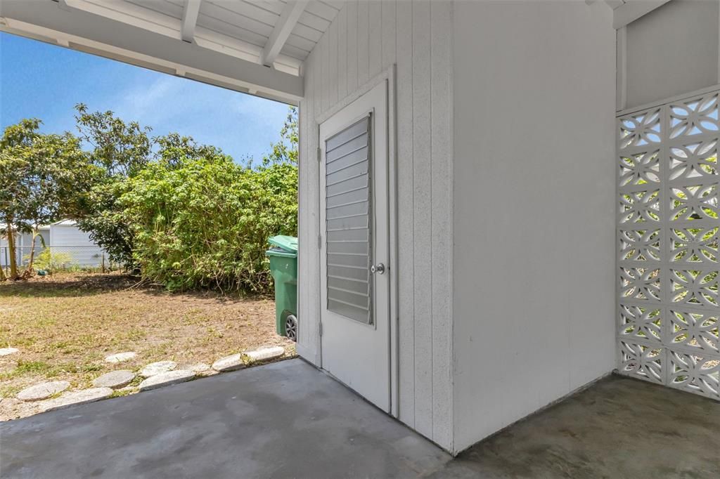 Storage area in carport