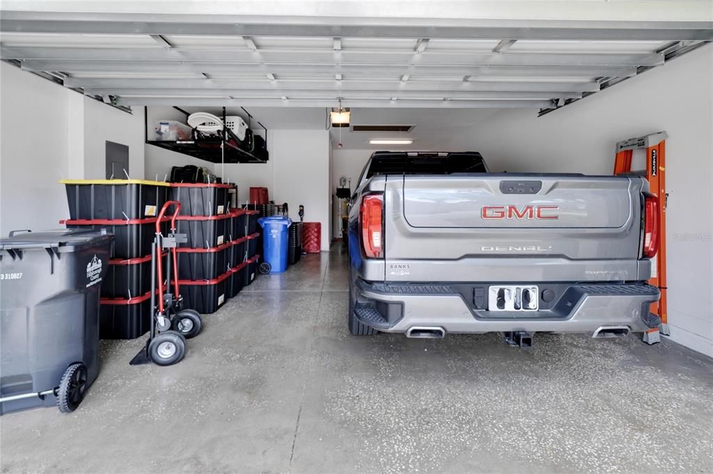Oversized 2+ car garage with additional overhead storage