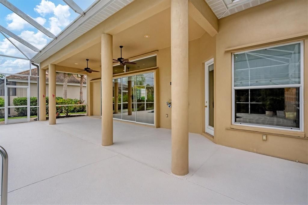 large covered area for entertaining poolside