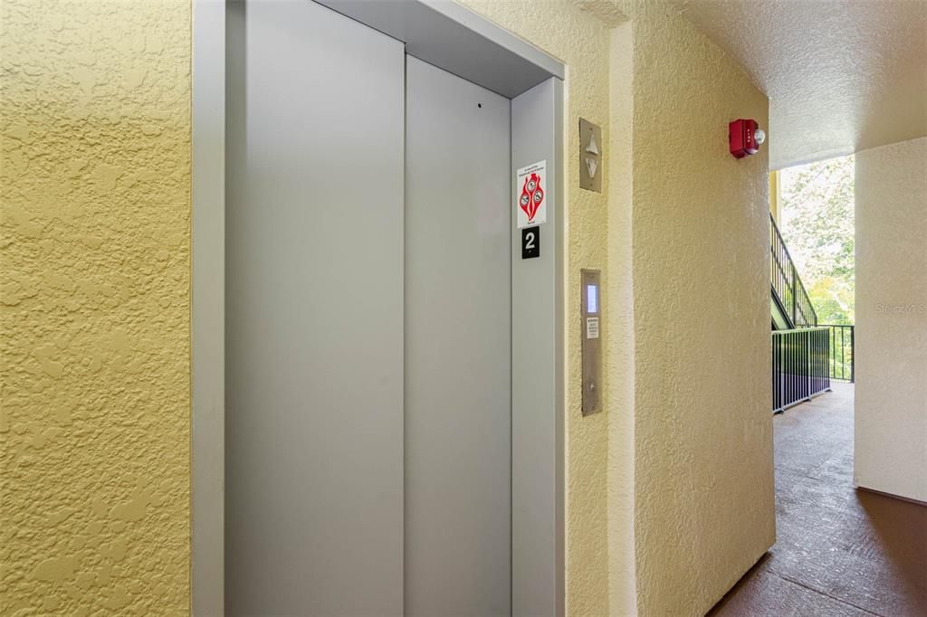 Elevator near unit.