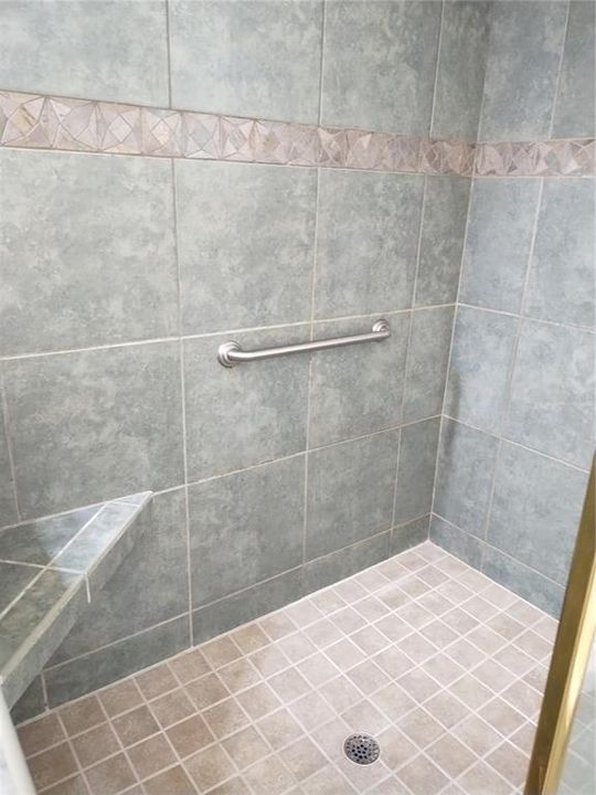 LARGE ROMAN SHOWER WITH BENCH IN MASTER BATH