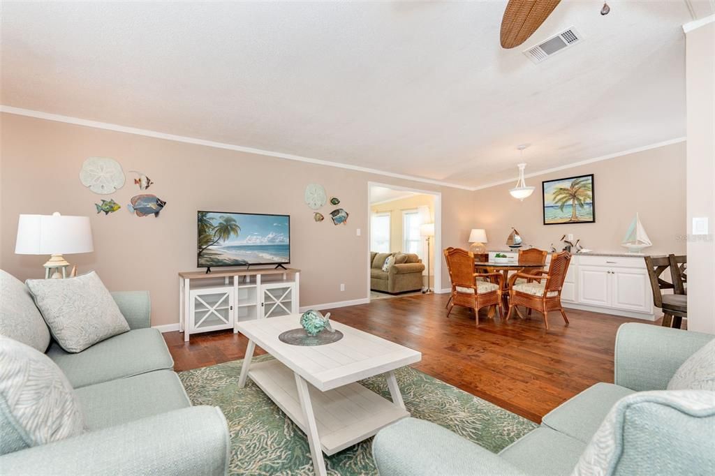 Living room view to Dining room, Florida room is adjacent, at 6339 Partridge Ave. Englewood FL 34224