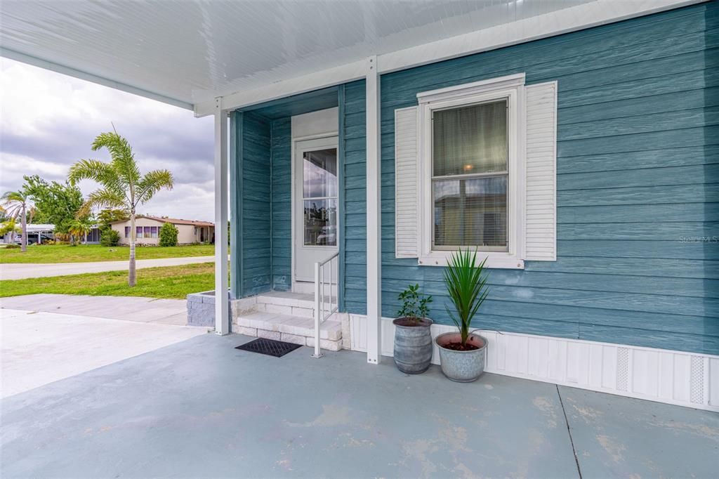 Front entry under the NEW carport at 6339 Partridge Ave. Englewood FL 34224