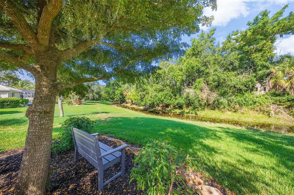 Views to creek and wooded back drop