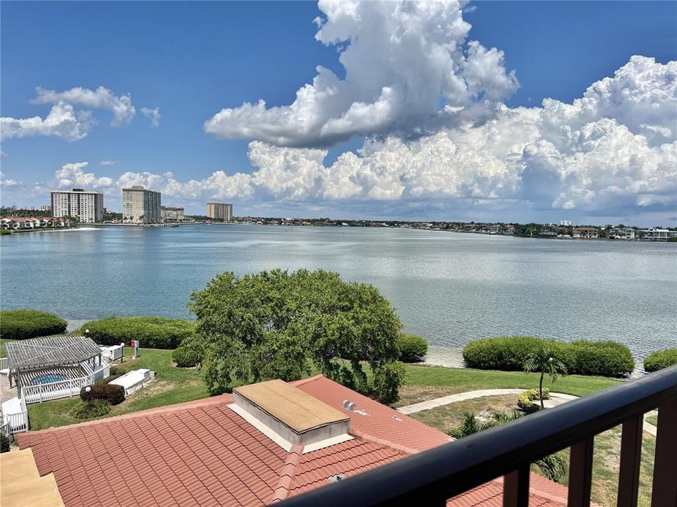 View of Pool and water from balcony