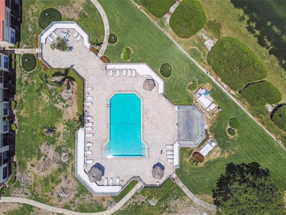 Aerial of pool and spa