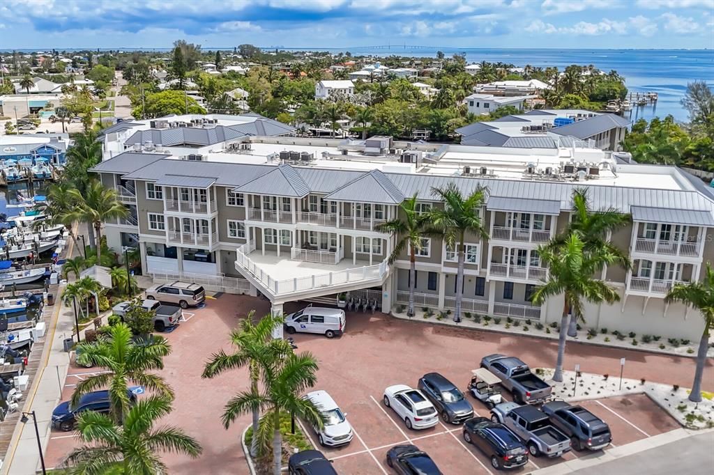 Hotel entrance and parking