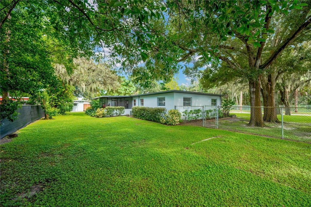 The front yard is completely fenced and has a gate into the back yard which is completely fenced as well.  two separate fenced in areas.