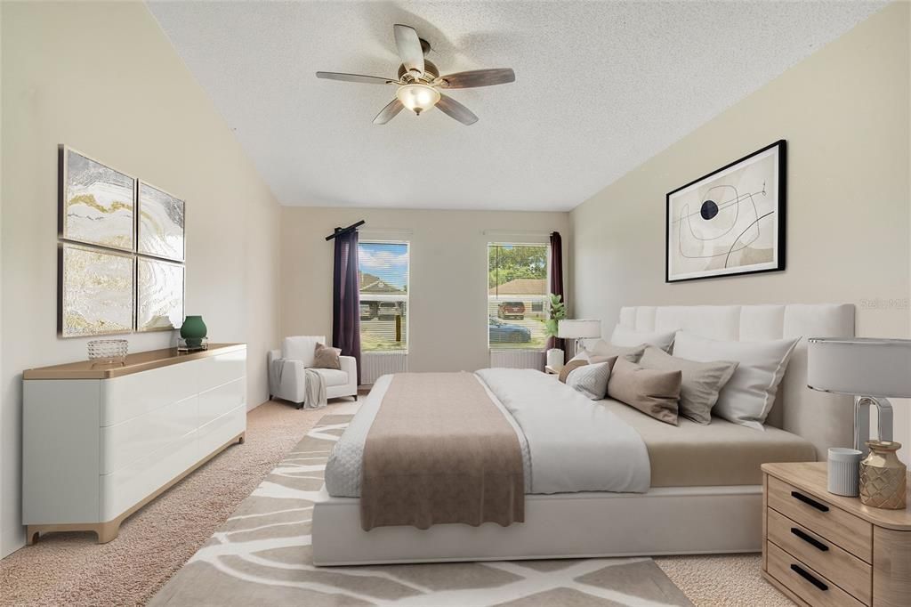 staged oversized master bedroom