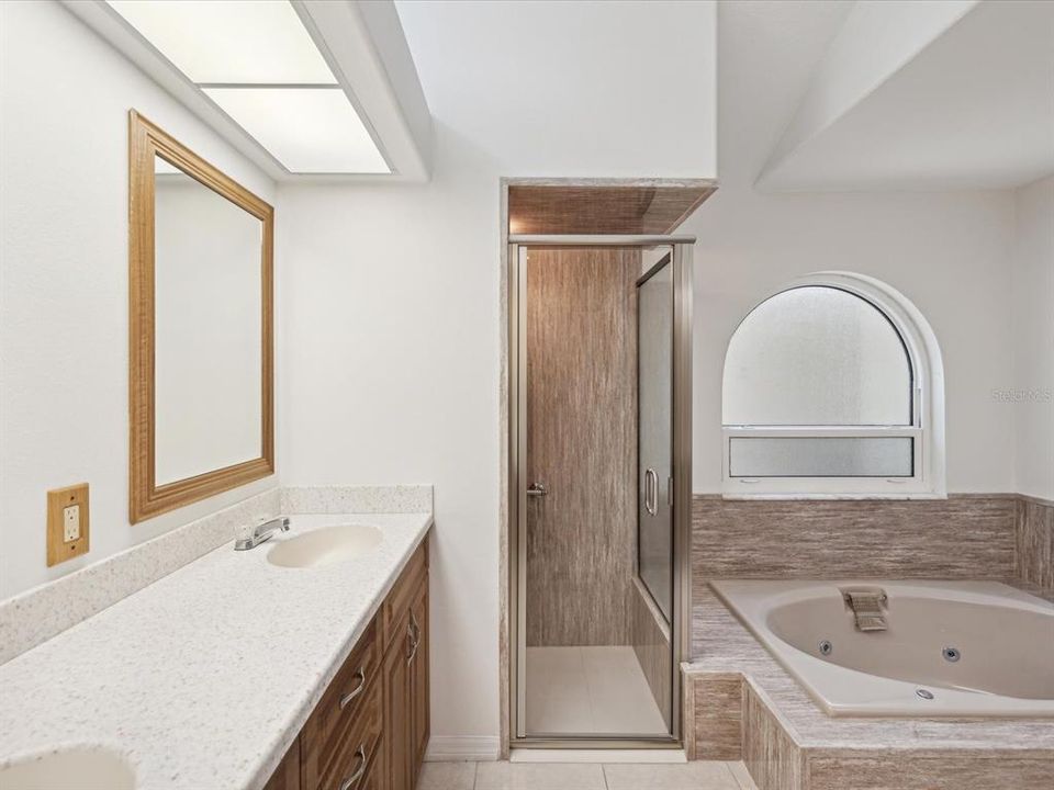 Updated master bathroom with skylight!