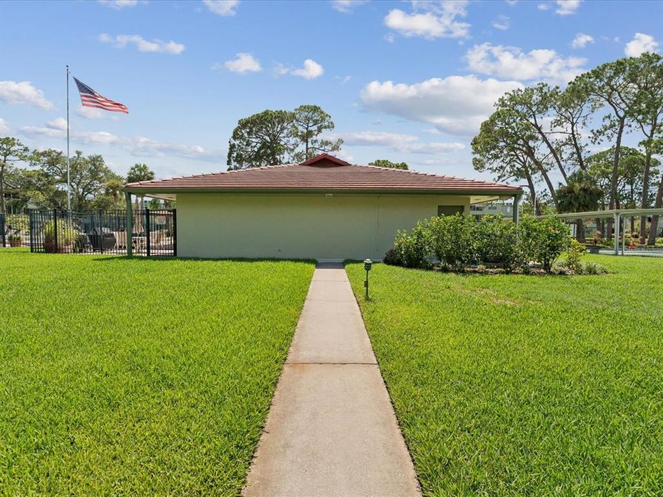 Walk straight out to the Clubhouse and pool