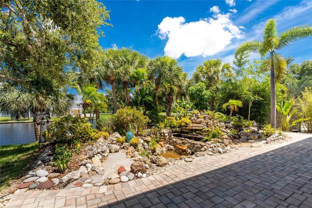 The fish pond includes nice landscape.