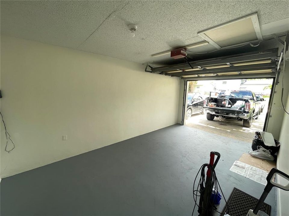 Garage with newly painted floor