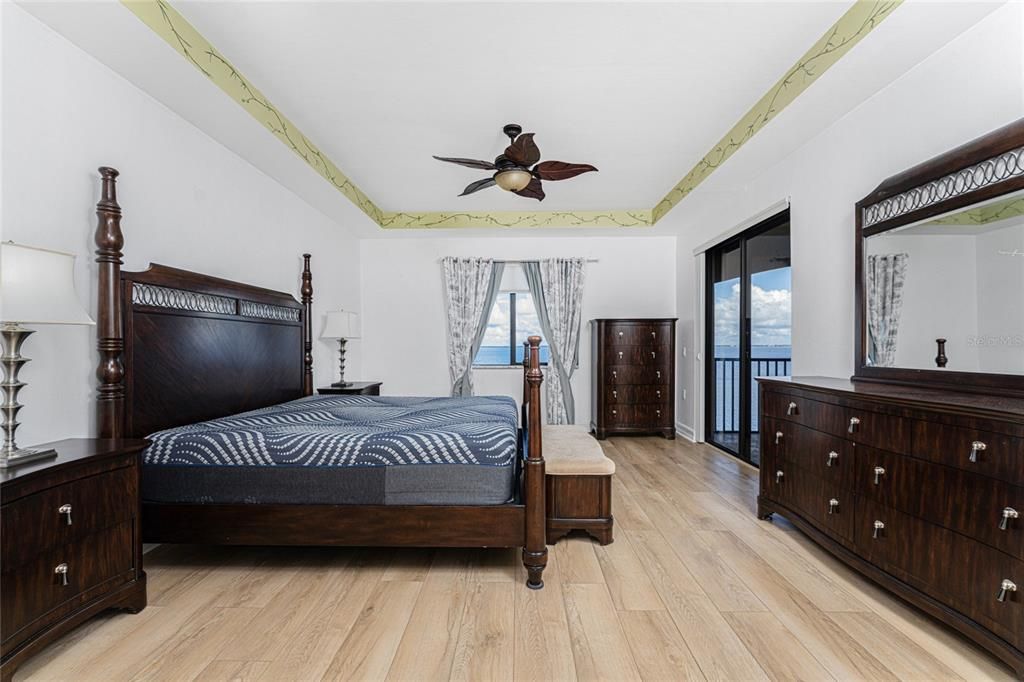 Master Bedroom with tray ceiling and views of the Charlotte Harbor