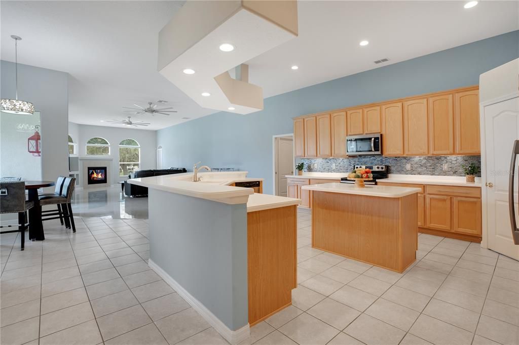 Open Concept View of Kitchen, Breakfast Nook, and Great Room