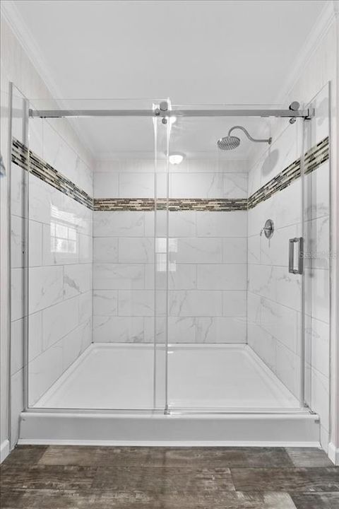 Primary Bathroom Upgraded Stand-In Shower w/Barn Door Entry