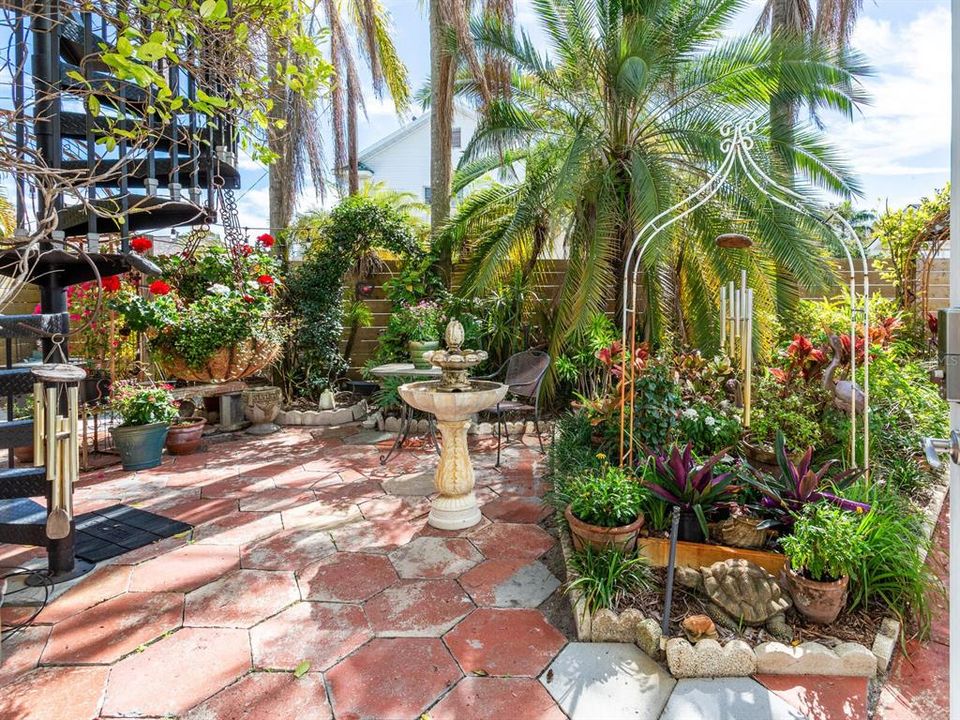 Garden area, lush, peaceful, and room for a pool.