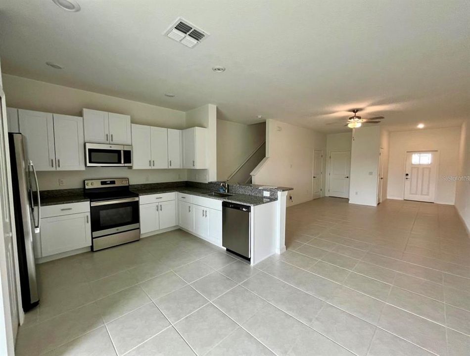 Living room and kitchen