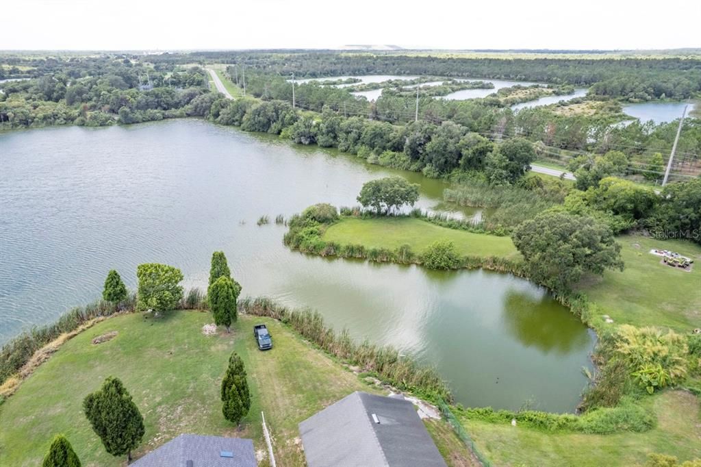 View of the lake behind the home.