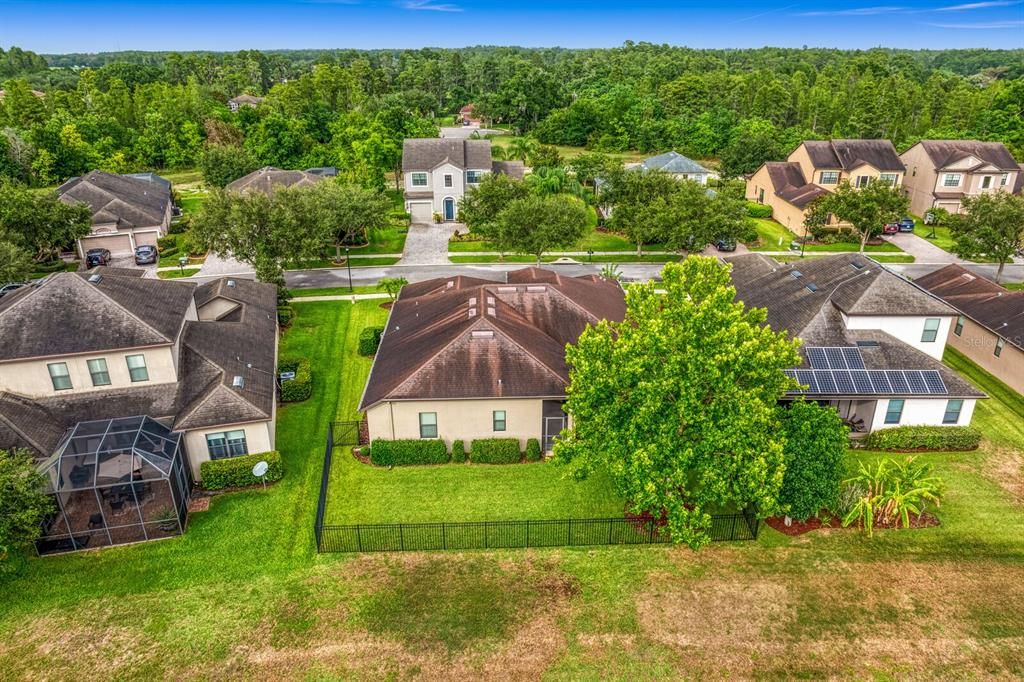 Aerial view of the backyard