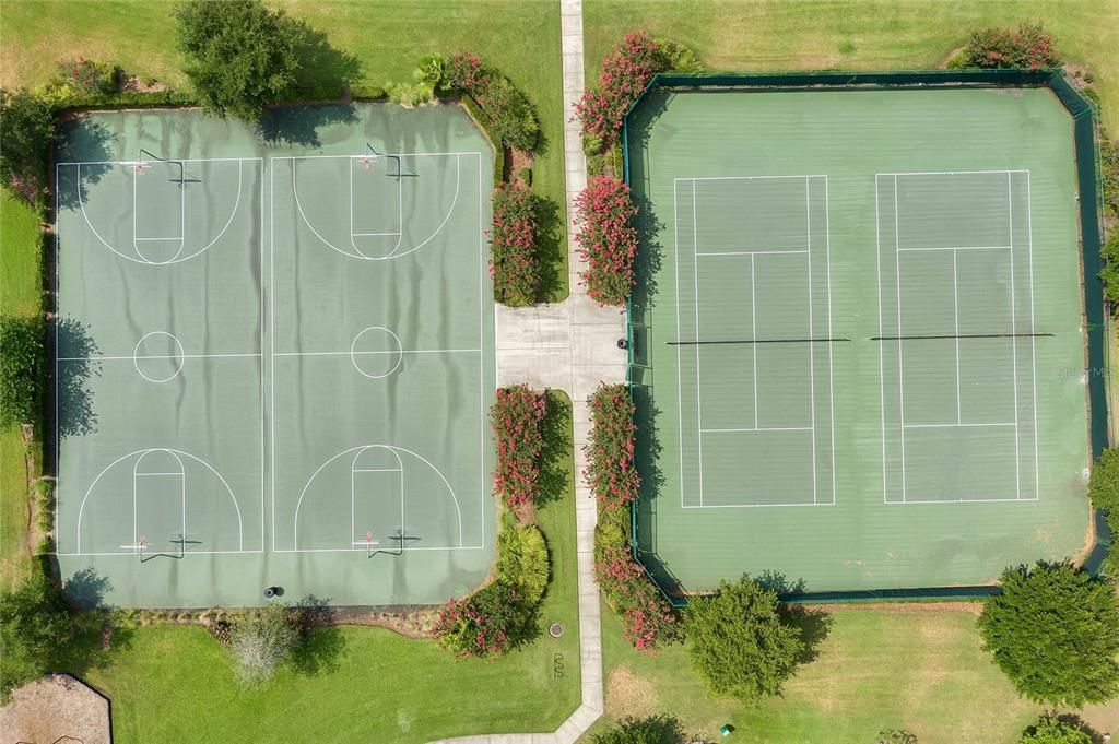 Tennis and basketball courts