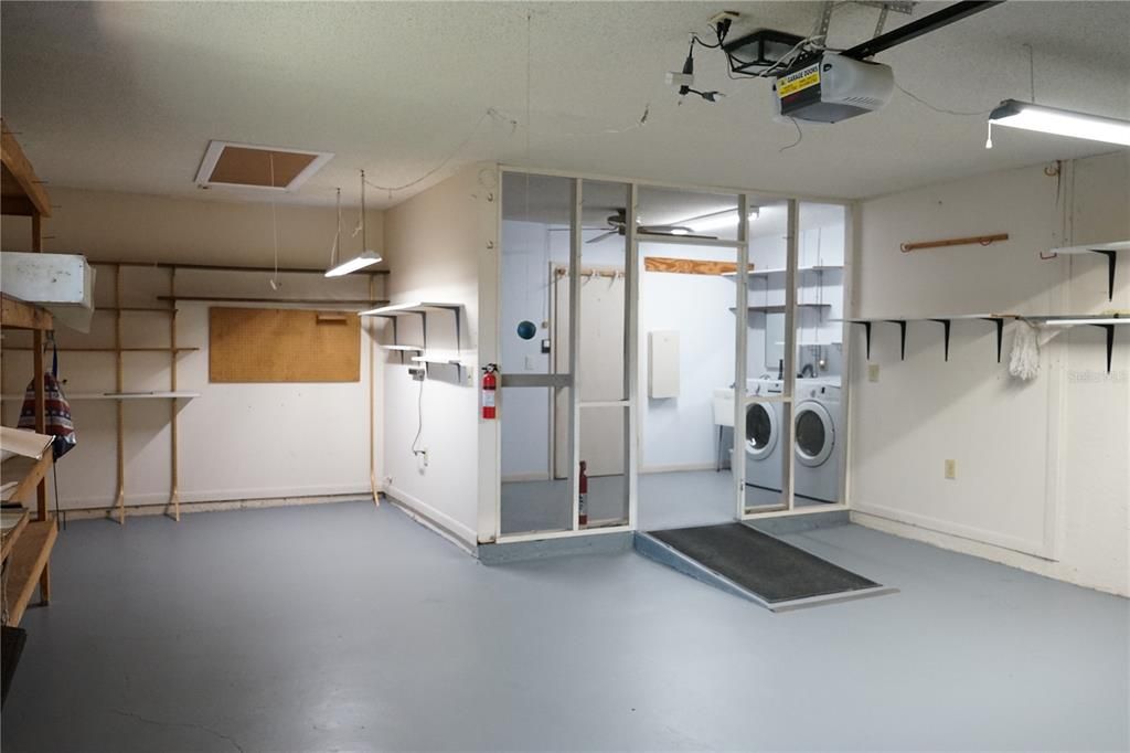 screened laundry area is in the garage