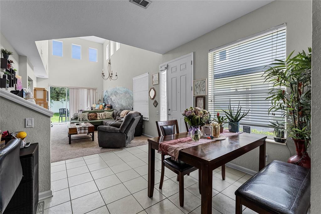 View from kitchen/breakfast area into living/dining combo.