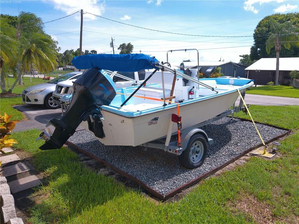 boat storage with concreted tie downs