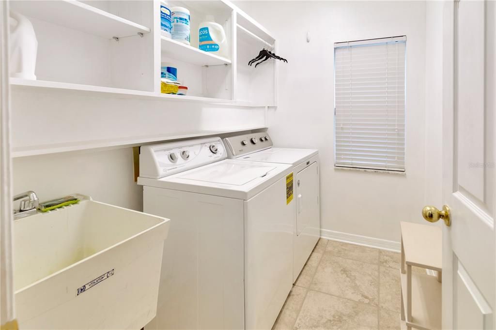 inside laundry room and utility sink!