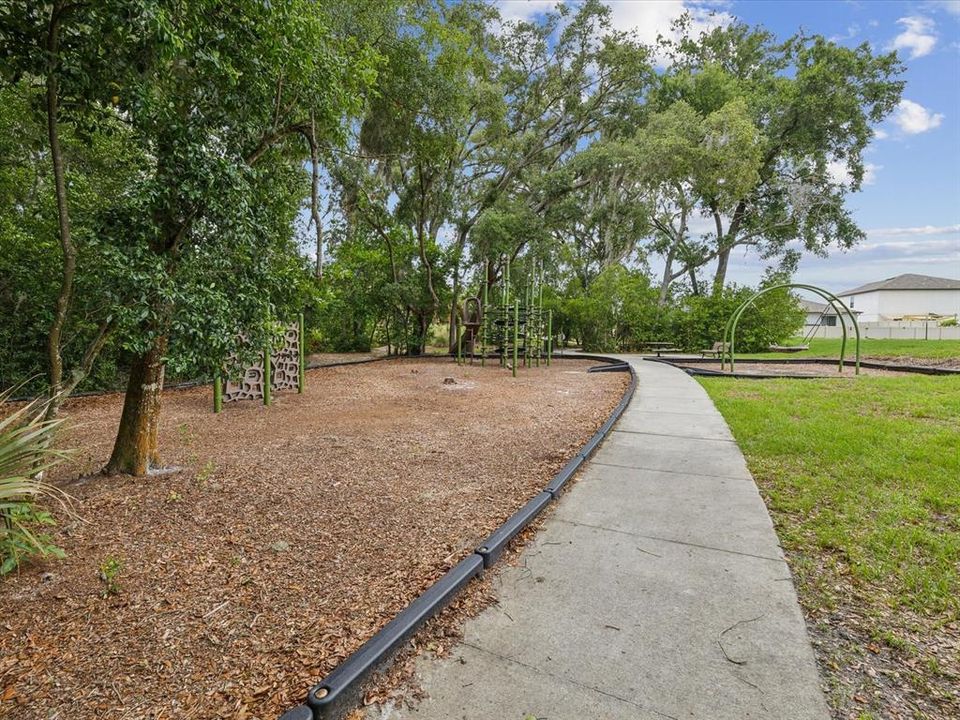 View of the community playground as you walk back from the observation dock and nature pathway