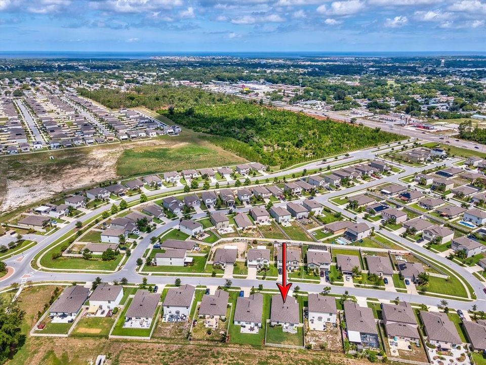 Aerial view of the property looking back North