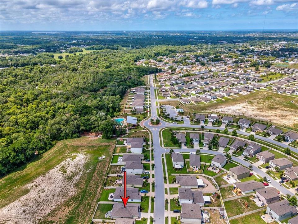 Aerial view of the property looking West