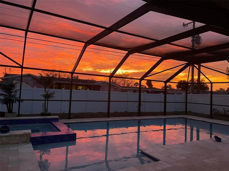 Sunrise over the pool