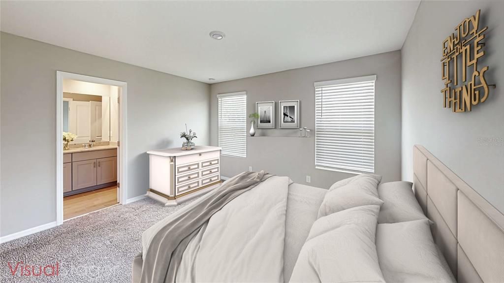 Virtually staged master bedroom