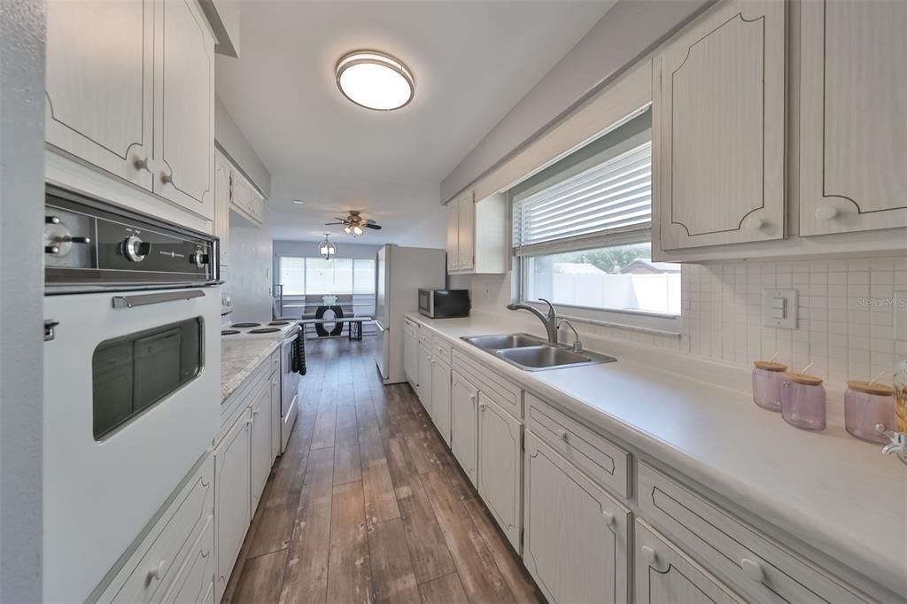 Kitchen facing dining room.