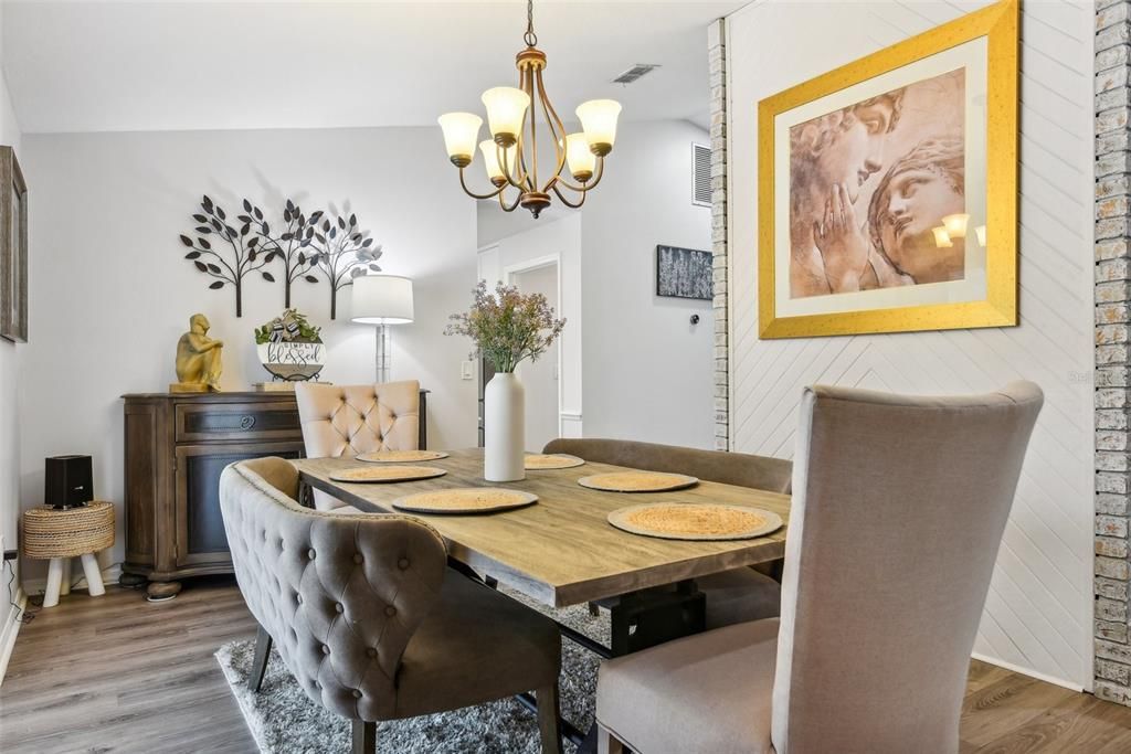 Dining Room with Vaulted Ceilings