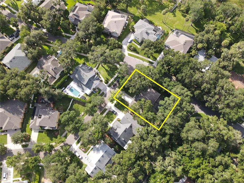 Overhead view of Treed lot