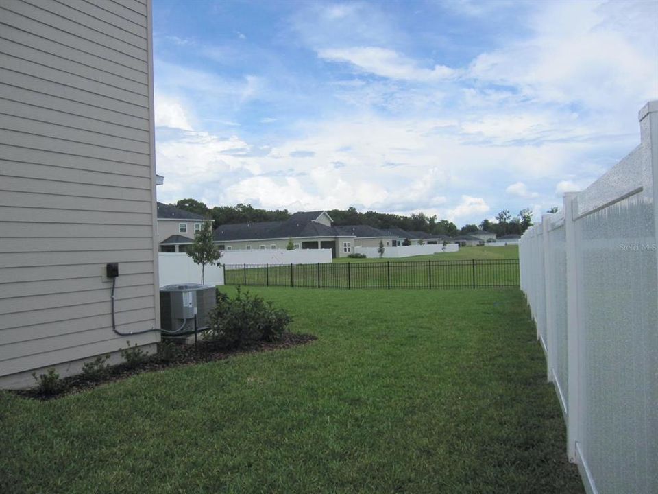 Inside fenced back yard right side