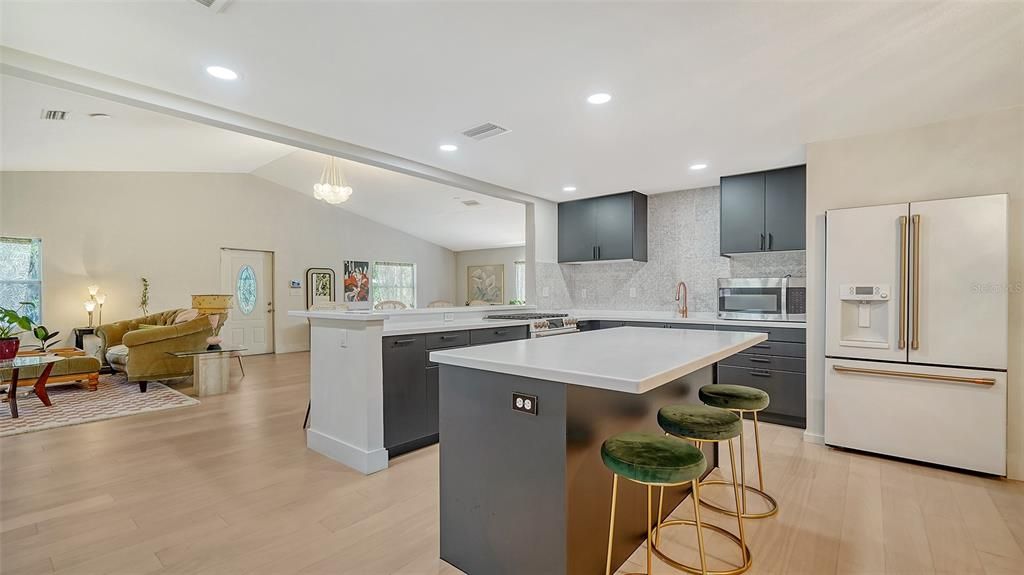 The Kitchen with the island and the breakfast bar.