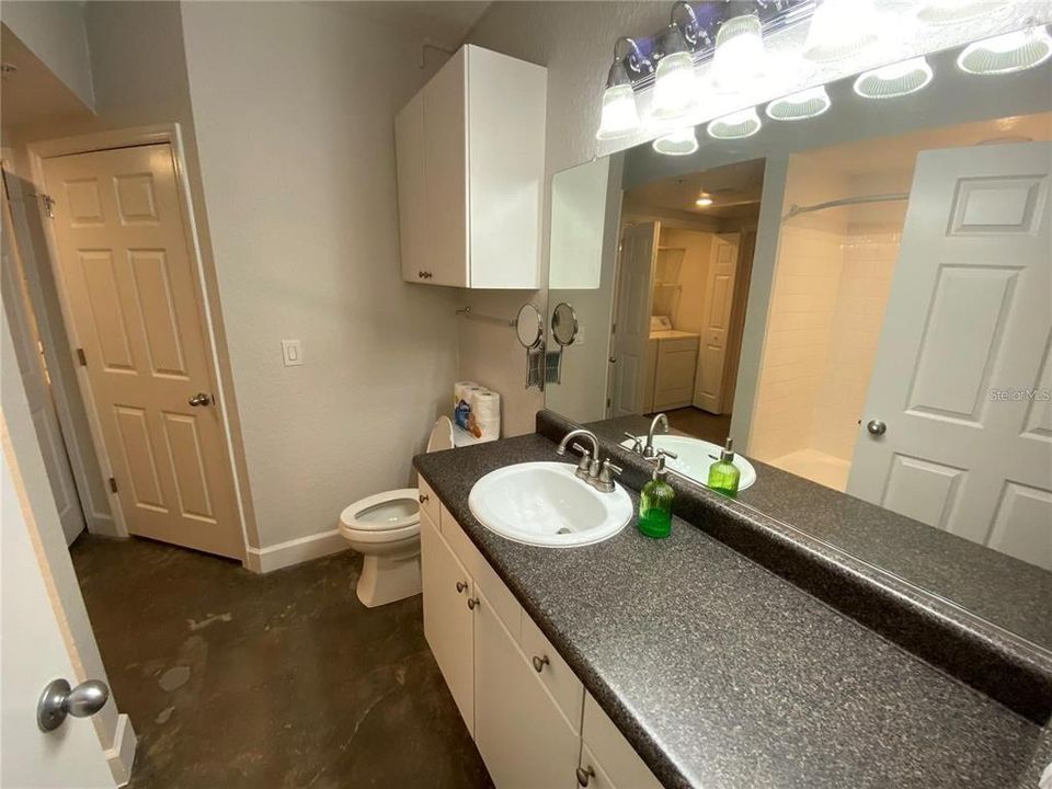 Bathroom with long counter
