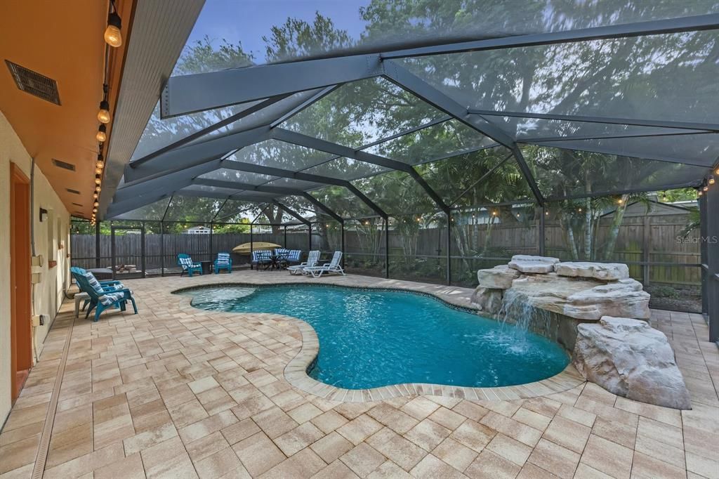 Pool area from south side of property.