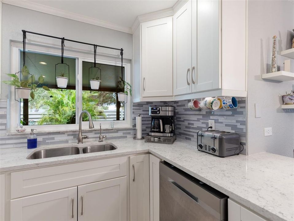 Double sink with a gorgeous view and reverse osmosis