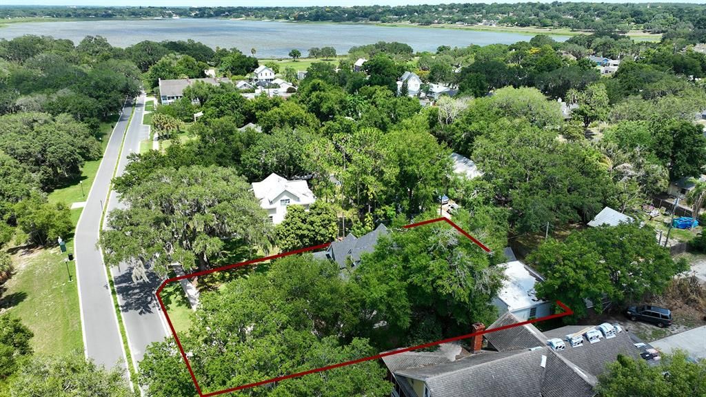 Aerial view of property showing close proximity to Lake Wailes