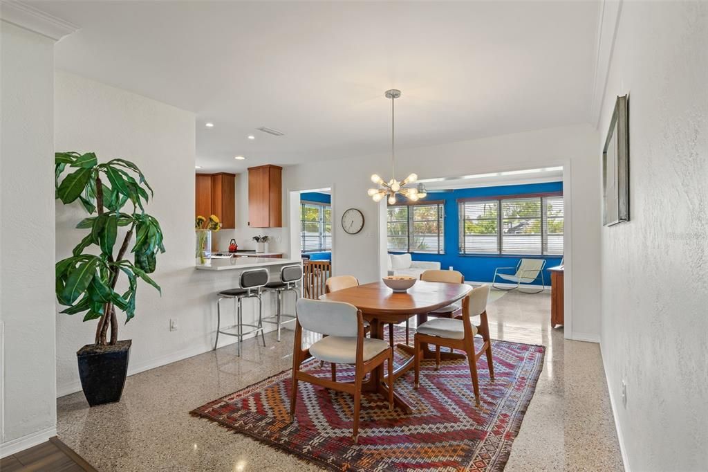 Dining Room Features Restored Terrazzo Floors