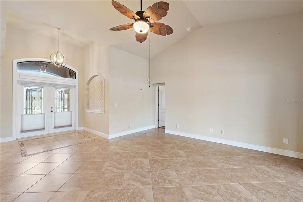 Front doors and living room area