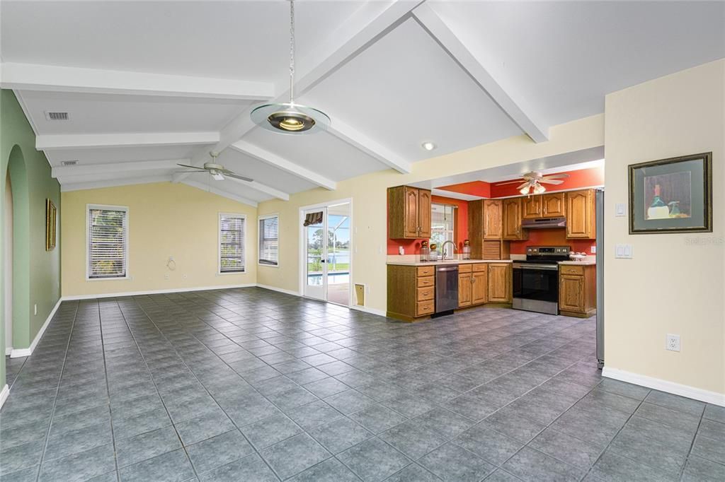 Beautiful white beams also enhance this room