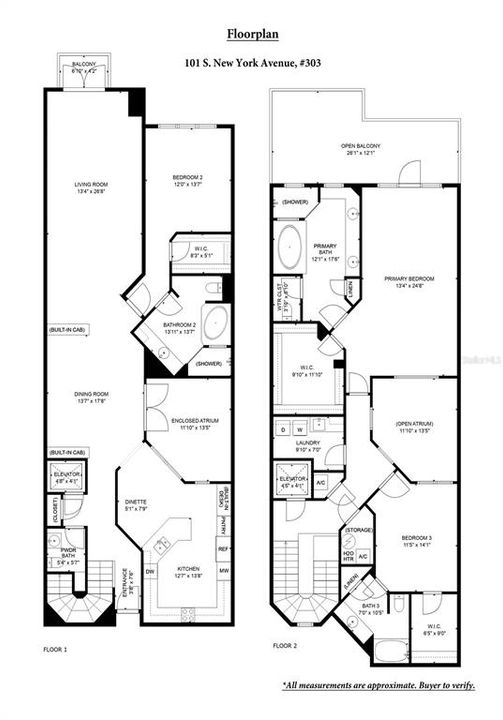 Floorplan for Unit 303 in the Douglas Grand