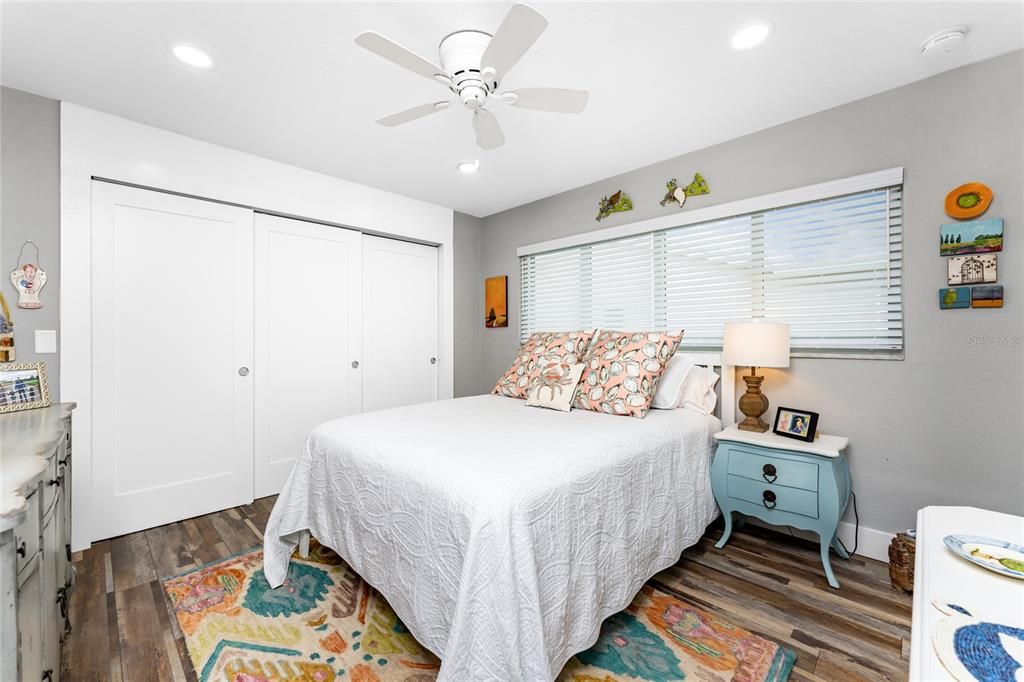 Guest bedroom #1 with solid wood closet doors