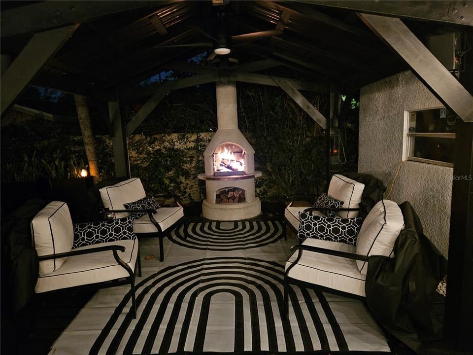 Chiminea and seating area