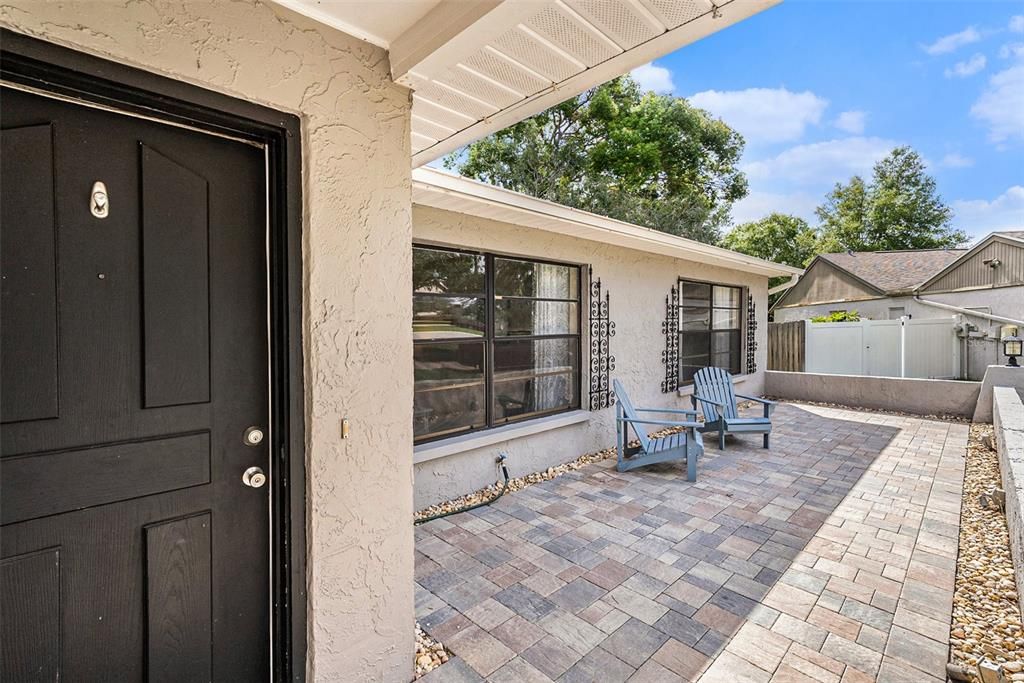 Pavered front porch area